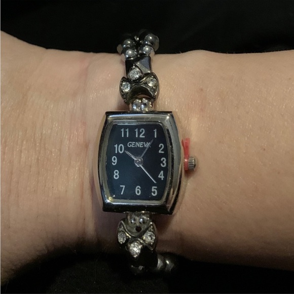 ONE OF A KIND: Black and Pink Beaded Stretch Watch - Picture 7 of 16